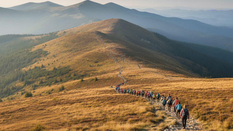 Obraz pokazujący szlaki turystyczne w Bieszczadach