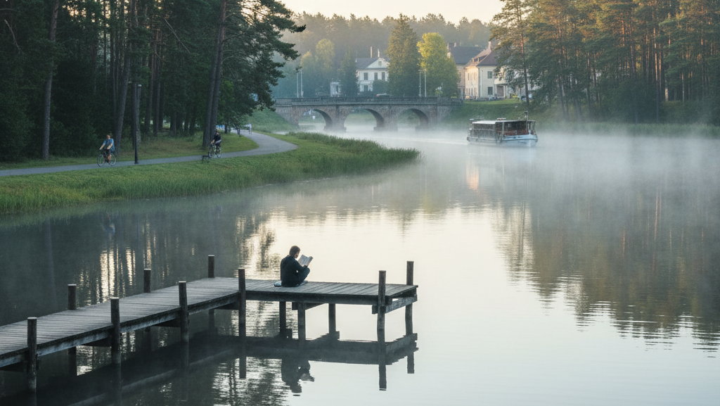 Obraz pokazujący Augustów i Jezioro Necko