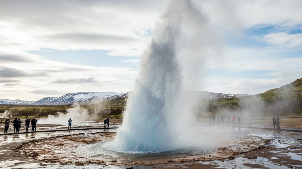 Obraz pokazujący obszar geotermalny Geysir